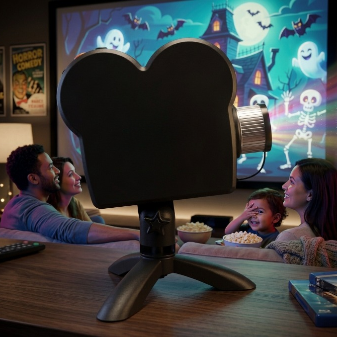 Halloween projector met 12 griezelvideos, statief en scherm