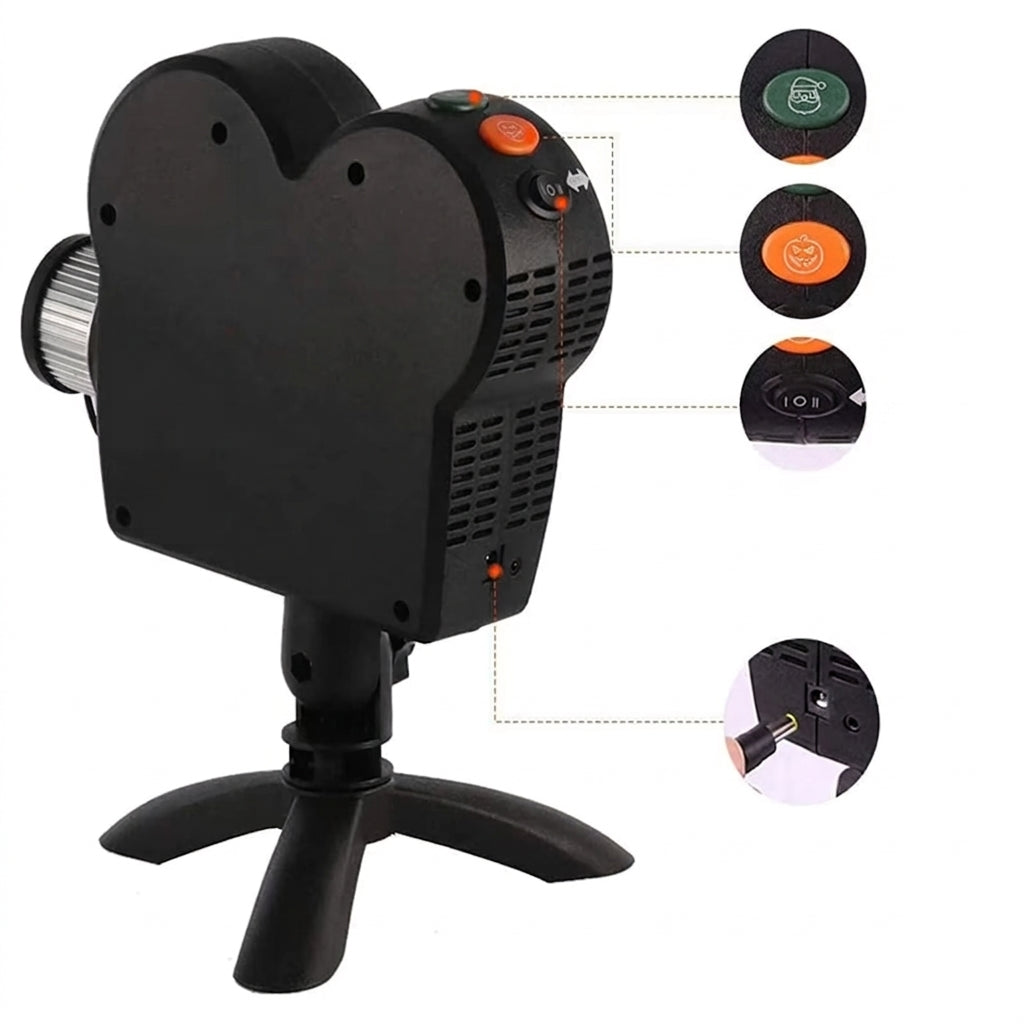 Halloween projector met 12 griezelvideos, statief en scherm