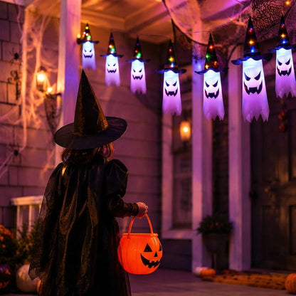 Halloween lichtslinger met geisterlantaarns – 5 LED geesten warmwit