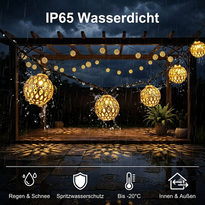 Marokkaanse solar lichtsnoer 12m – 100 LED-ballen warmwit