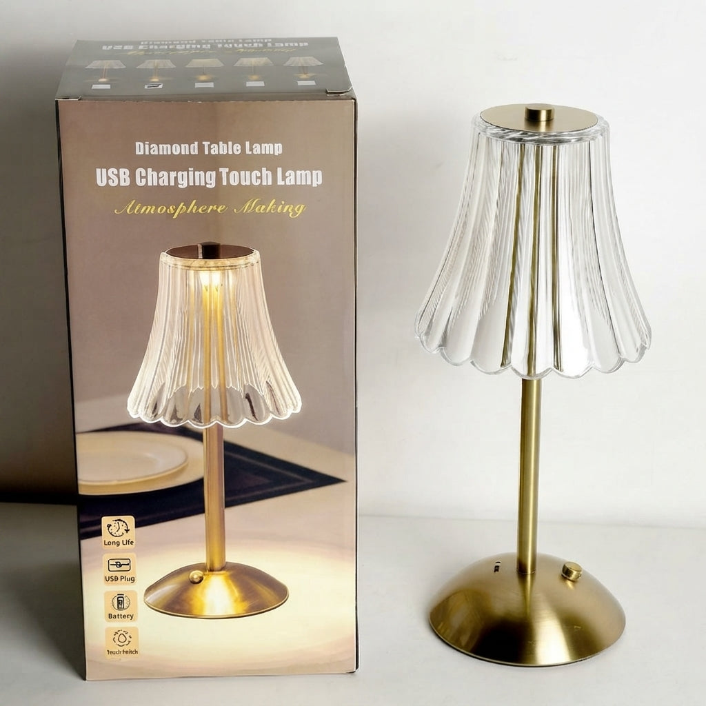 Draadloze tafellamp met touch-dimmer en accu in retro-design