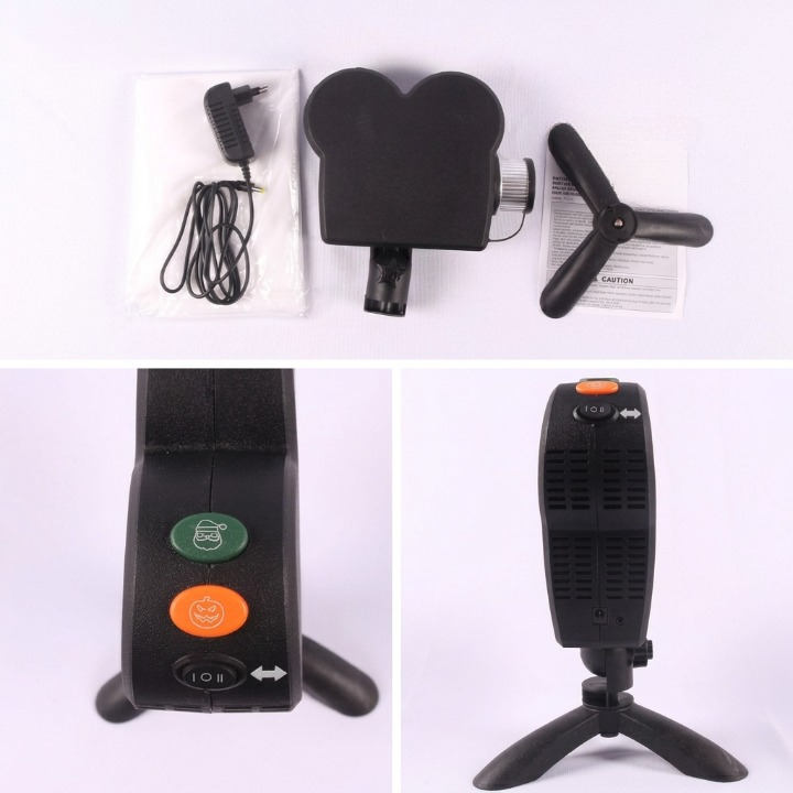 Halloween projector met 12 griezelvideos, statief en scherm