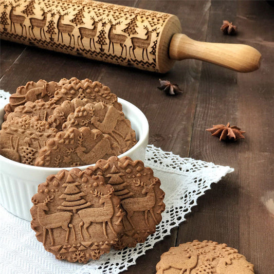 ChristRoll™ – Handgemaakt van beukenhout met kerstmotieven & uitsteekvormen [50% Korting]