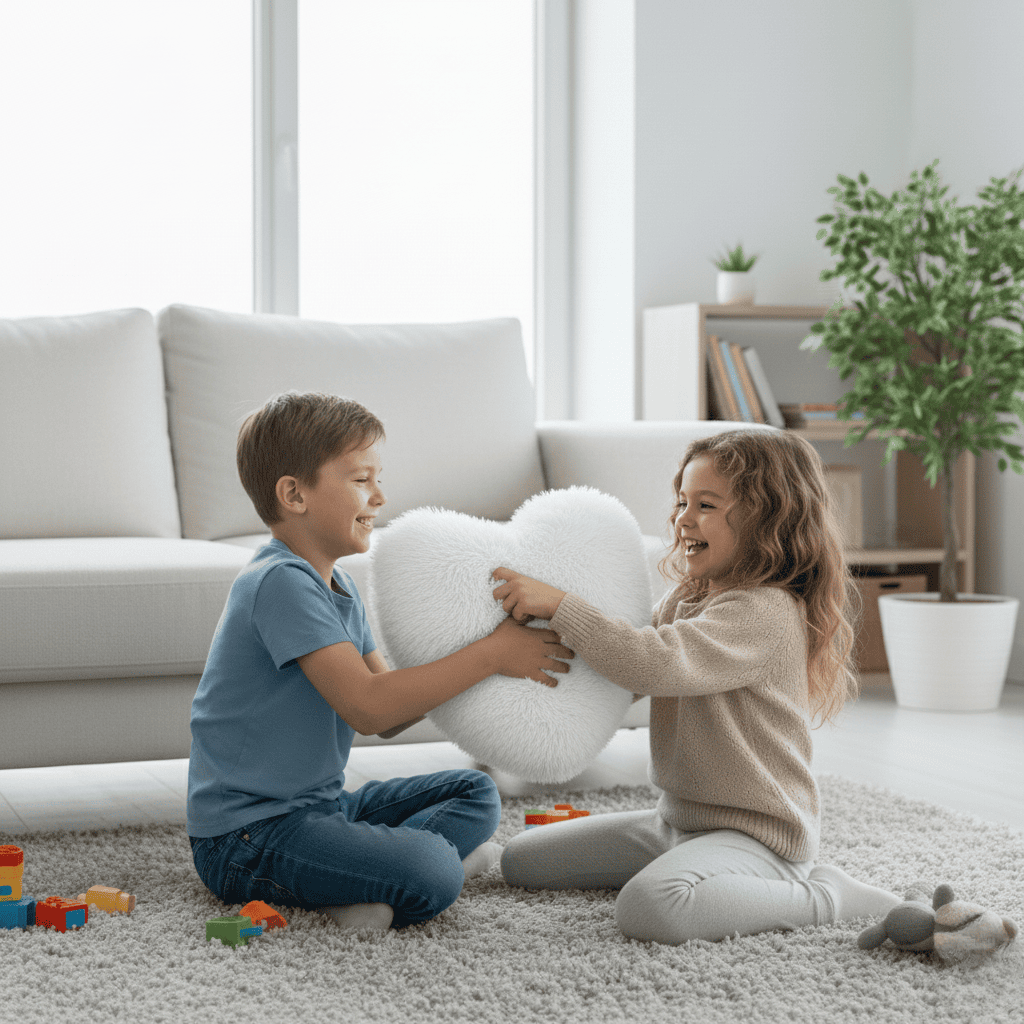 Hart sierkussen met pluchen structuur – zacht decoratief kussen