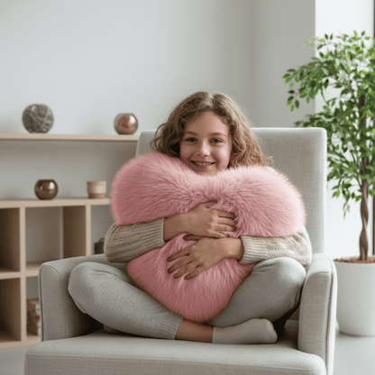 Hart sierkussen met pluchen structuur – zacht decoratief kussen