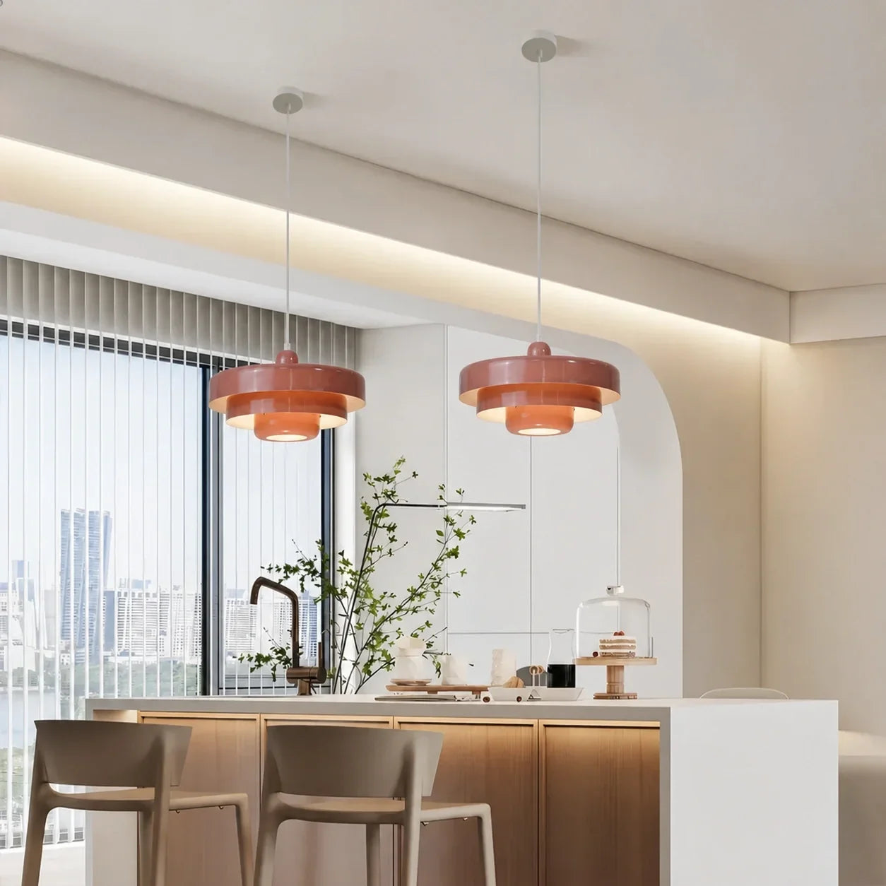 Drielaagse schijf-hanglamp in Macaron-design
