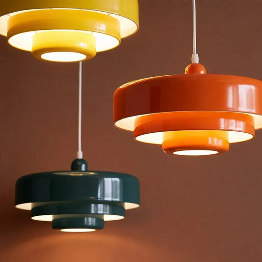 Drielaagse schijf-hanglamp in Macaron-design