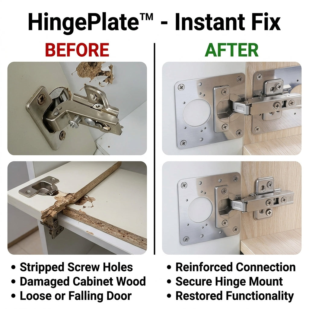 HingePlate – Scharnier-Reparatieplaat voor snelle meubelreparaties | 5 + 5 Gratis