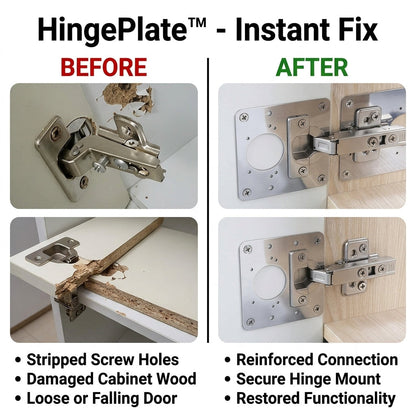 HingePlate – Scharnier-Reparatieplaat voor snelle meubelreparaties | 5 + 5 Gratis