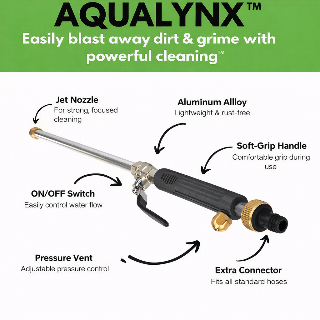 AquaLynx™ – Krachtige Hogedruk Sproeier met Verstelbare Nozzle voor Tuinslang