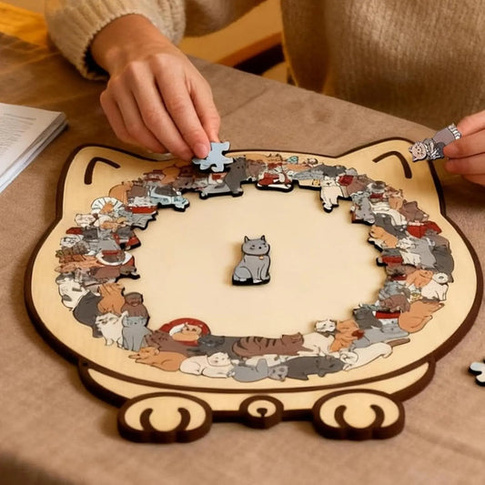 Purrzle™ – Ontspannende houten kattenpuzzel met kunstzinnige details [135 stukjes]