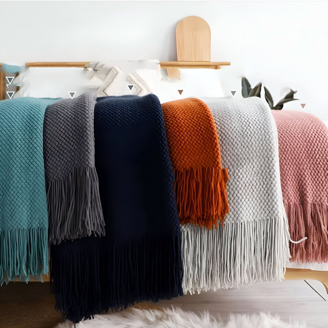 Gebreide fleecedeken met fleece binnenvulling – zacht en decoratief
