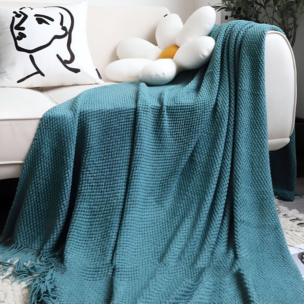 Gebreide fleecedeken met fleece binnenvulling – zacht en decoratief