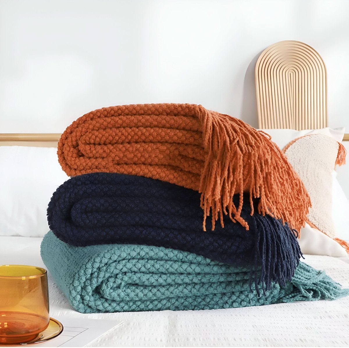 Gebreide fleecedeken met fleece binnenvulling – zacht en decoratief