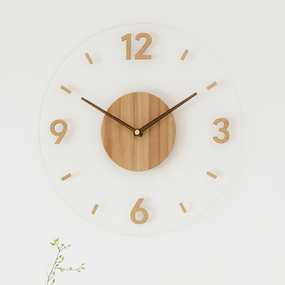 Geruisloze wandklok van hout en acryl – modern design Ø 35 cm