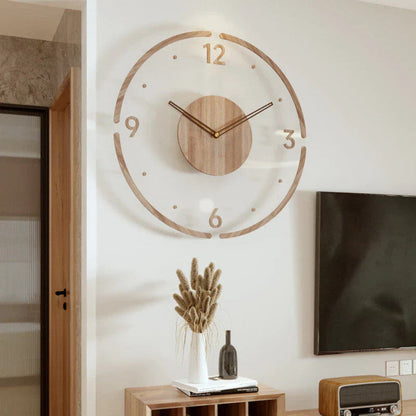 Geruisloze wandklok van hout en acryl – modern design Ø 35 cm