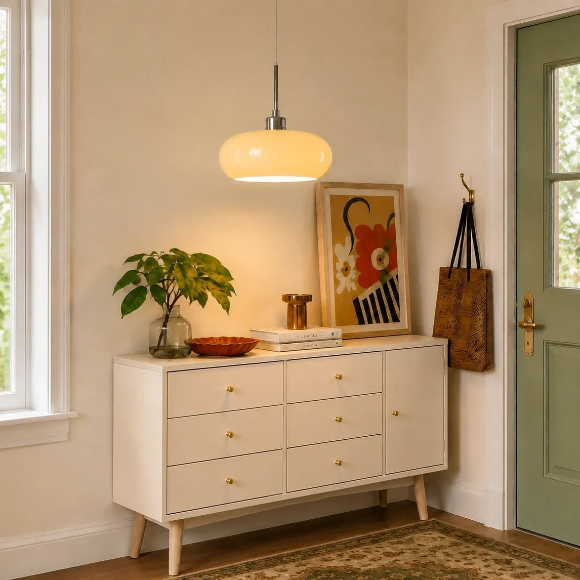 Glazen hanglamp in Bauhaus-stijl voor moderne interieurs