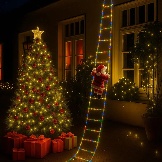 ChristClimb™ – Klimmende kerstman met LED-lichtslinger, feestelijke decoratie voor thuis [50% Korting]