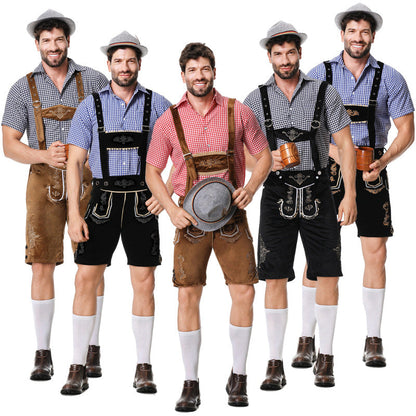 Korte Trachtenlederhose met borduurwerk en bretels voor heren