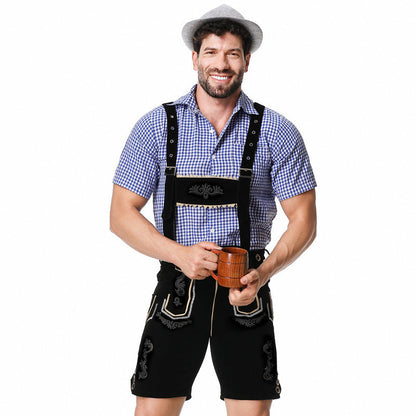 Korte Trachtenlederhose met borduurwerk en bretels voor heren