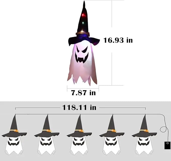 GhostLantern™ – Lichtketting met spookhoeden, 5-delige set voor griezelige sfeer [50% Korting]