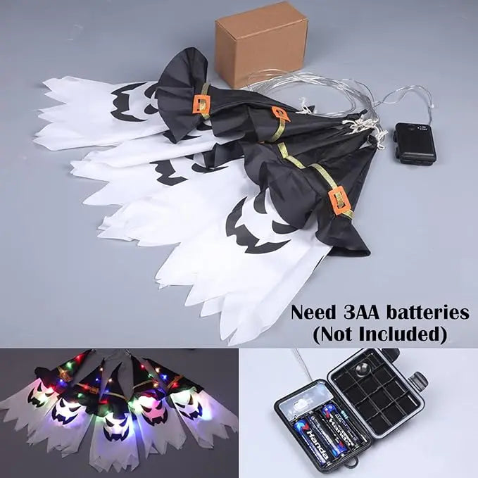 GhostLantern™ – Lichtketting met spookhoeden, 5-delige set voor griezelige sfeer [50% Korting]