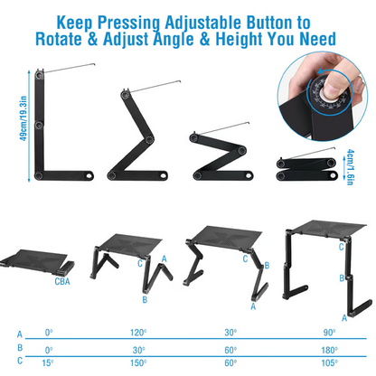 Verstelbare aluminium laptopstandaard met geventileerde legplank