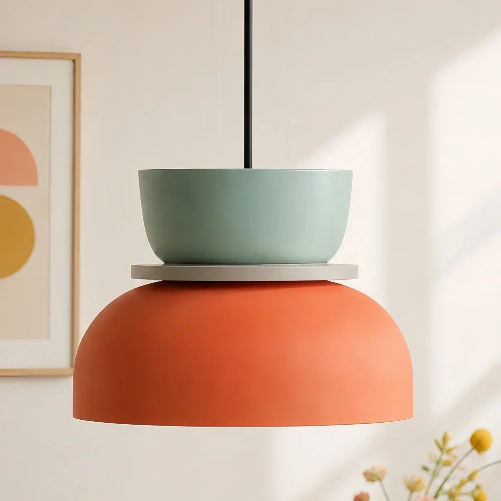 Noordse hanglamp met kleurblok-design voor moderne ruimtes