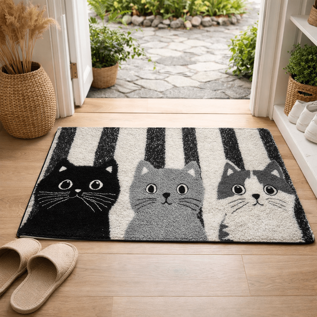 Deurmat met kattenmotief – zacht, waterafstotend, voor binnen en buiten