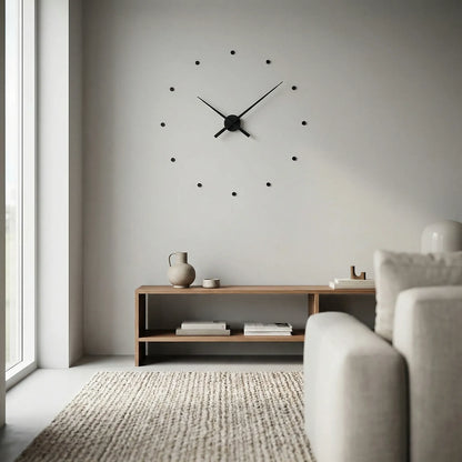 Minimalistische wandklok zonder rand – stil quartz uurwerk voor moderne ruimtes