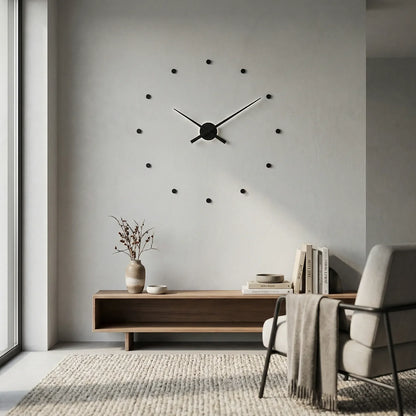 Minimalistische wandklok zonder rand – stil quartz uurwerk voor moderne ruimtes