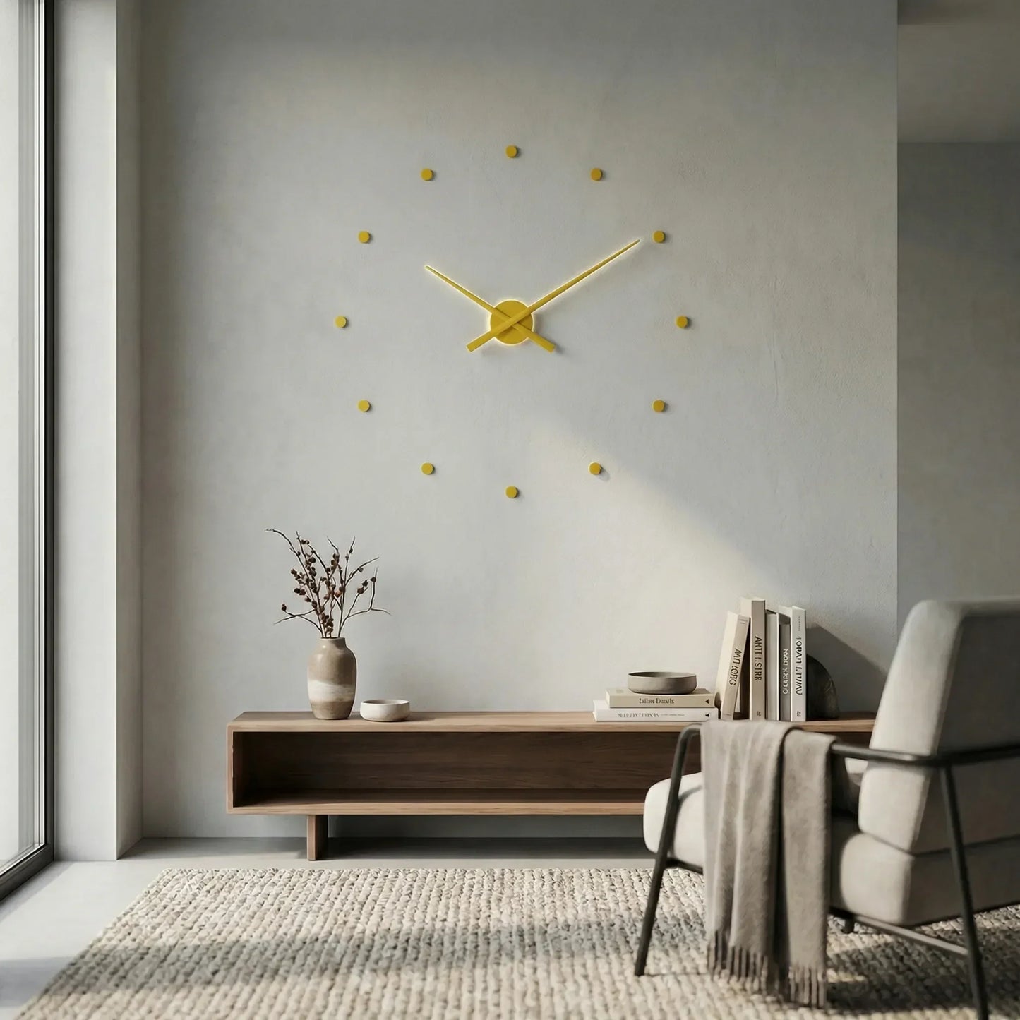 Minimalistische wandklok zonder rand – stil quartz uurwerk voor moderne ruimtes