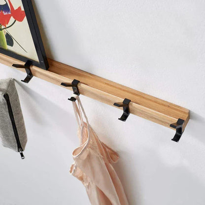 Wandkapstok met beweegbare dubbele haken – hout & aluminium