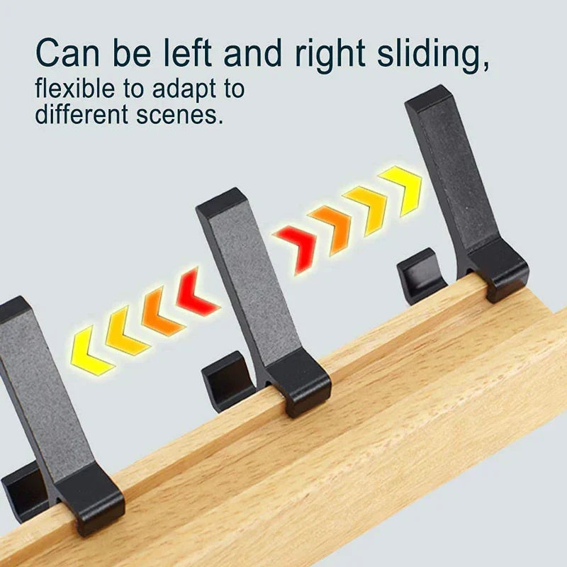 Wandkapstok met beweegbare dubbele haken – hout & aluminium