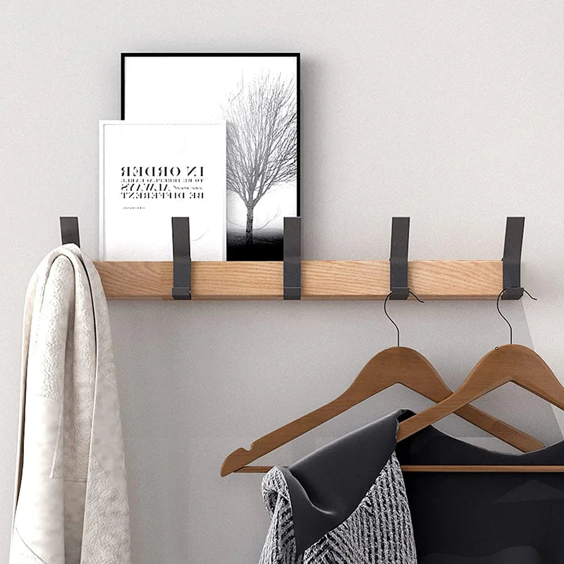 Wandkapstok met beweegbare dubbele haken – hout & aluminium