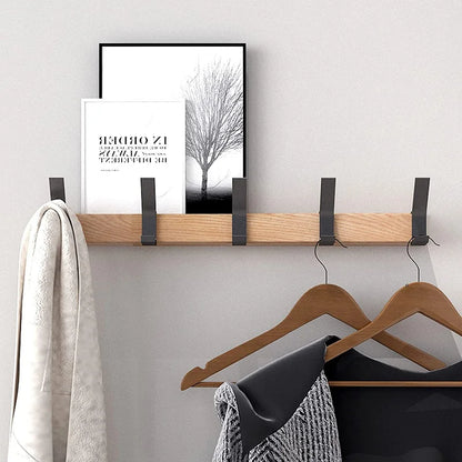 Wandkapstok met beweegbare dubbele haken – hout & aluminium