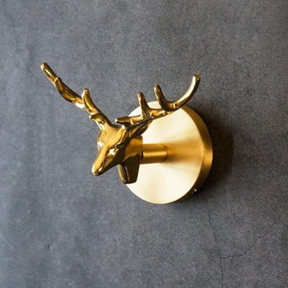 Messing dierenkop wandhaak – decoratieve kledinghaak met gouden afwerking