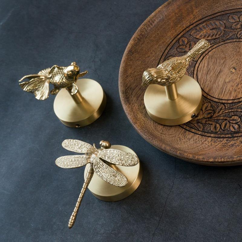 Messing dierenkop wandhaak – decoratieve kledinghaak met gouden afwerking