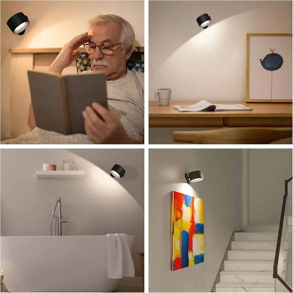Draadloze LED-wandlamp met draaibare kop en USB-C accu