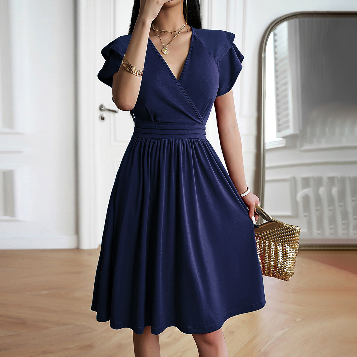 Hendrika™ – Dames midi-jurk met V-hals voor elegante gelegenheden [50% Korting]