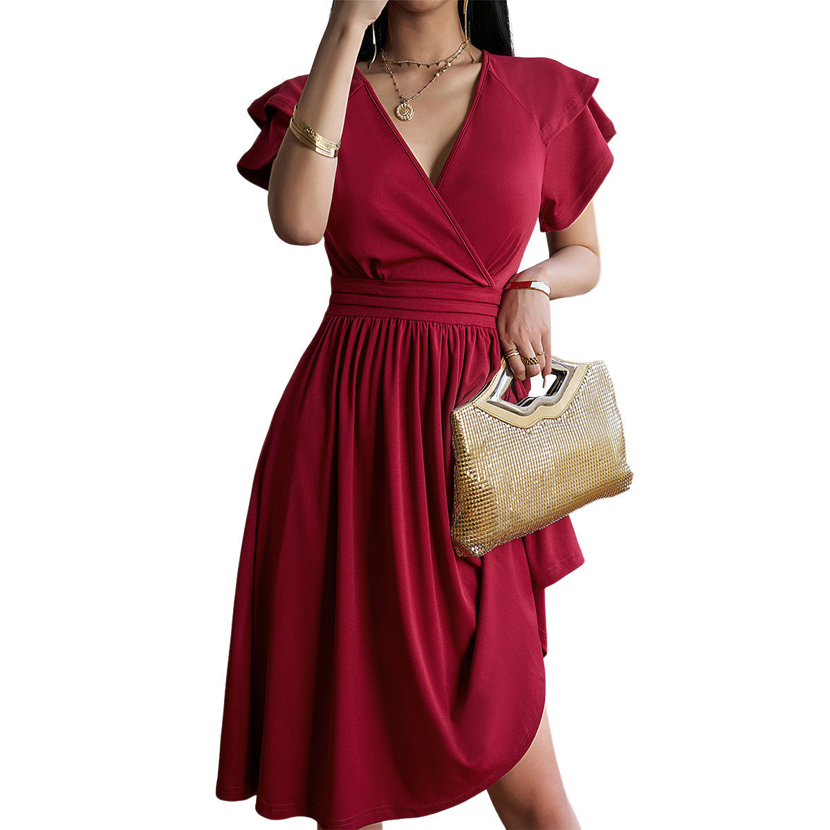 Hendrika™ – Dames midi-jurk met V-hals voor elegante gelegenheden [50% Korting]