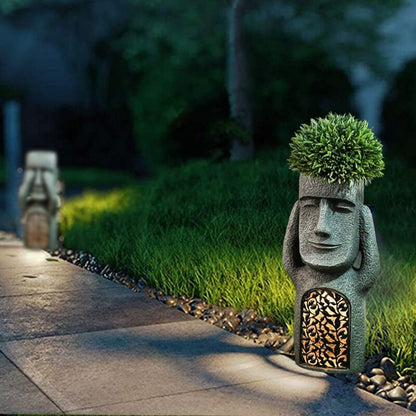 Paaseiland Standbeeld Bloempot met LED-Verlichting van Hars