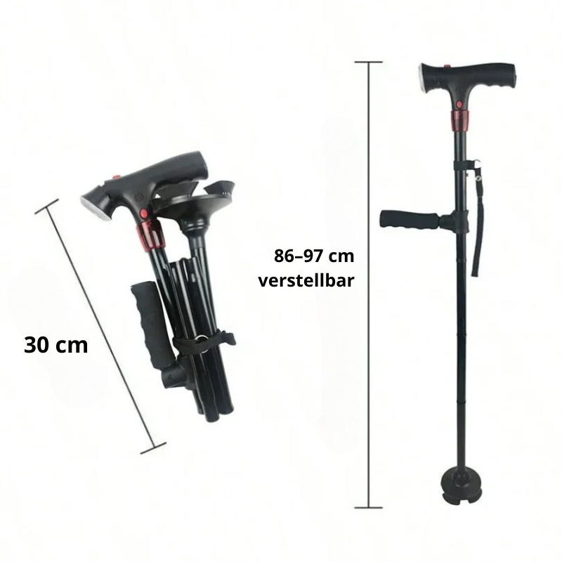 MobileGrip™ – Opvouwbare Wandelstok met LED-licht en Noodalarm