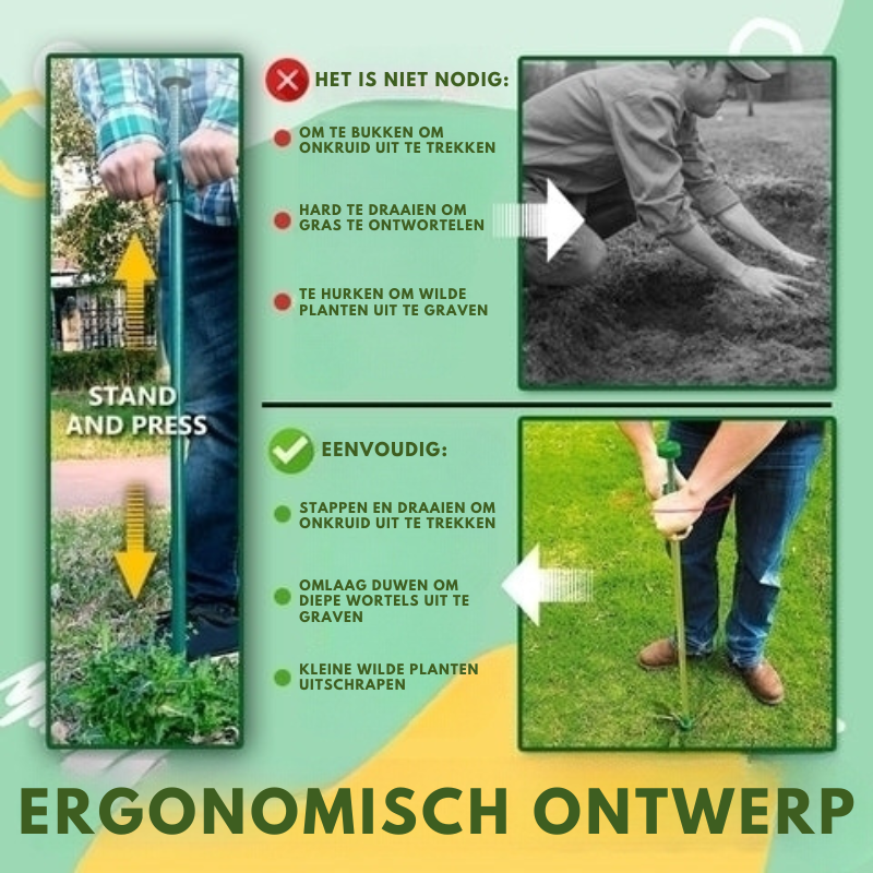 Root Digger™ – Ergonomische Plantwortelverwijderaar | Staand Onkruid Verwijderen