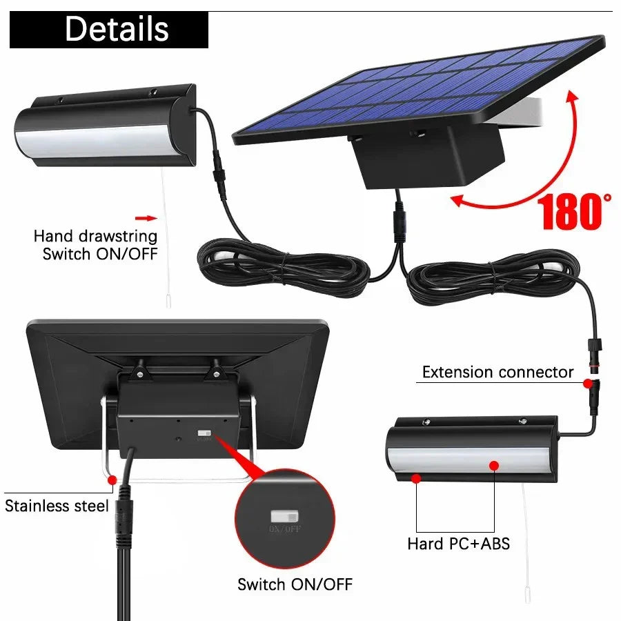 Zonne-energie Hanglamp Binnen & Buiten met Trekschakelaar IP65 Waterdicht