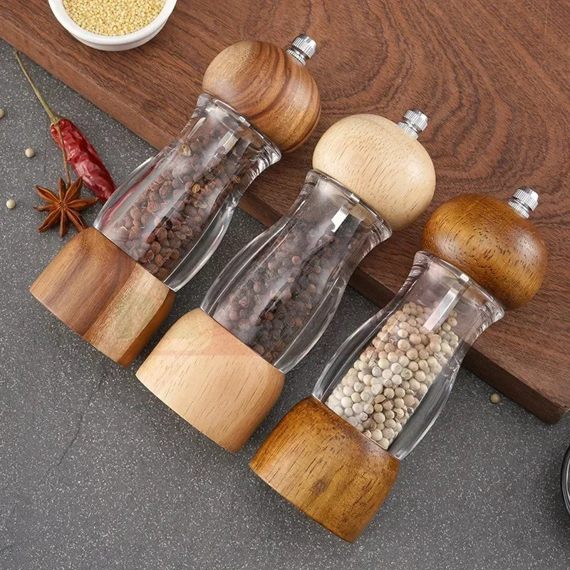 Zout- en pepermollenset van hout en glas voor de keuken