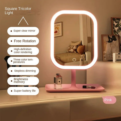 LED make-upspiegel met 3 lichtkleuren en touch-bediening