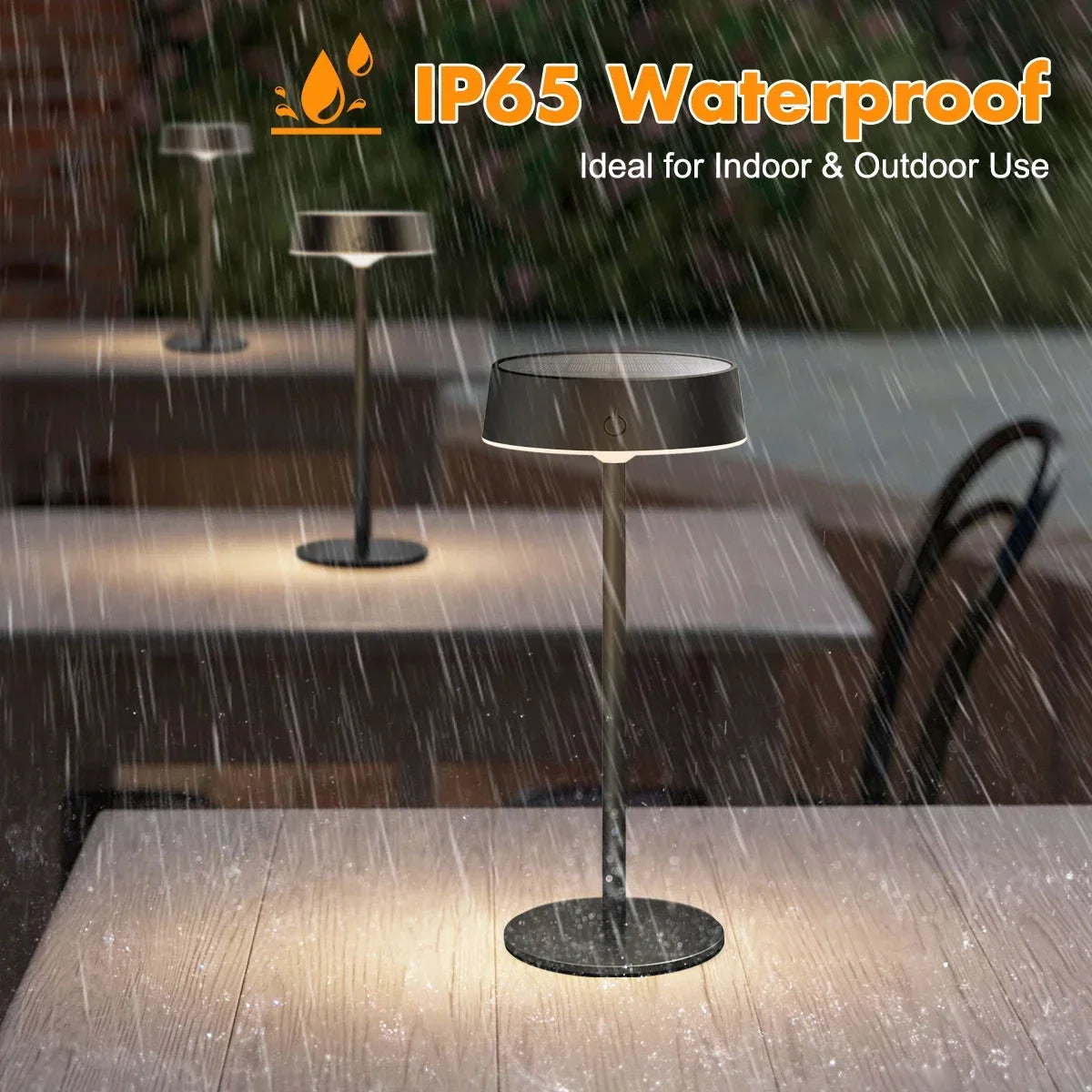 Draadloze LED Tafellamp Solar – dimbaar, 3 lichtkleuren, IP65