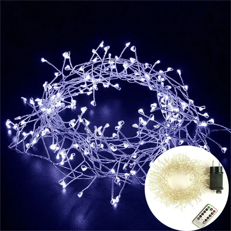 Cluster LED-lichtsnoer zilverdraad warmwit koudwit IP44 waterdicht