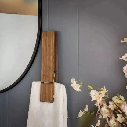 Handdoekhouder van hout – Stijlvolle clip voor de badkamer